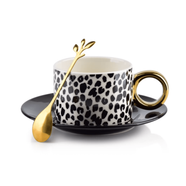 Design Kaffeetasse mit Unterteller und Löffel Kendal No. 2
