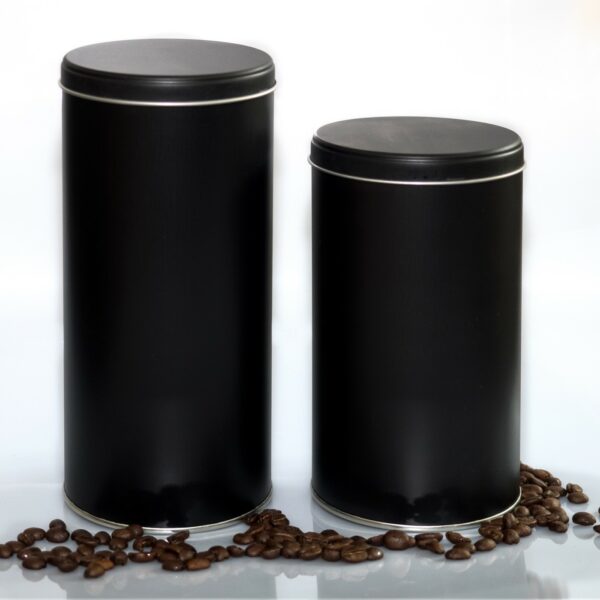 schwarze Aroma Kaffeedosen in verschiedenen Größen