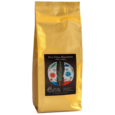 Kaffee "Peru Finca Rosenheim" in goldenem Beutel, 100% Arabica