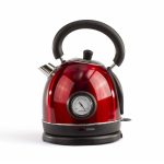 Retro Wasserkochter in Rot mit Thermometer