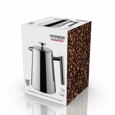 French-Press Edelstahl Doppelwandig für 1 Liter Kaffee Verpackung