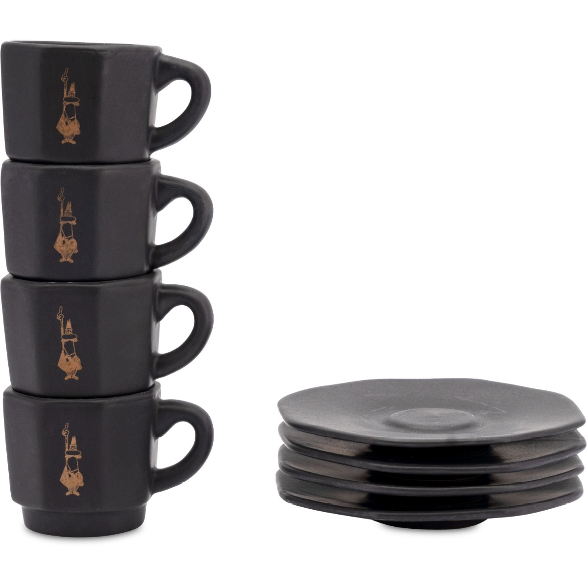 Espressotassen Set schwarz gestapelt von Bialetti