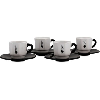 Espressotassen Set in schwarz-weiß 4-teilig von Bialetti