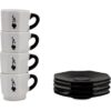 Espressotassen Set schwarz-weiß gestapelt von Bialetti