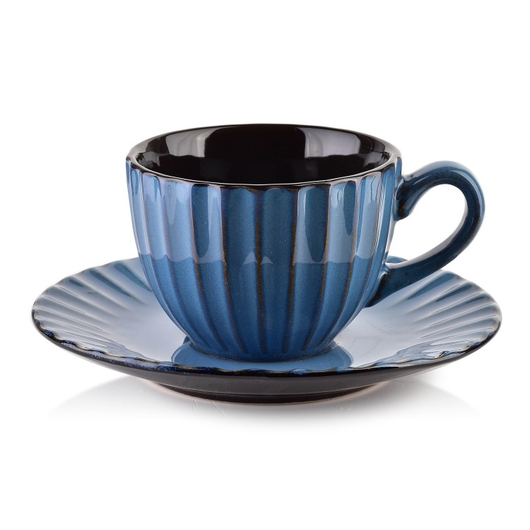 Vintage Tasse mit Untertasse in Blau